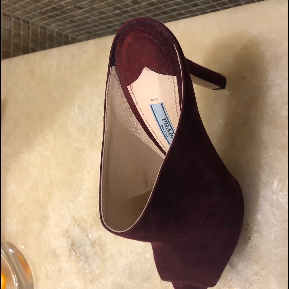 Prada suede platform mules size 38